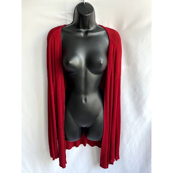 Vintage Touch of Class Clothing Slinky Red Cardigan Plus Size 2X/3X Open Acetate - Picture 1 of 9